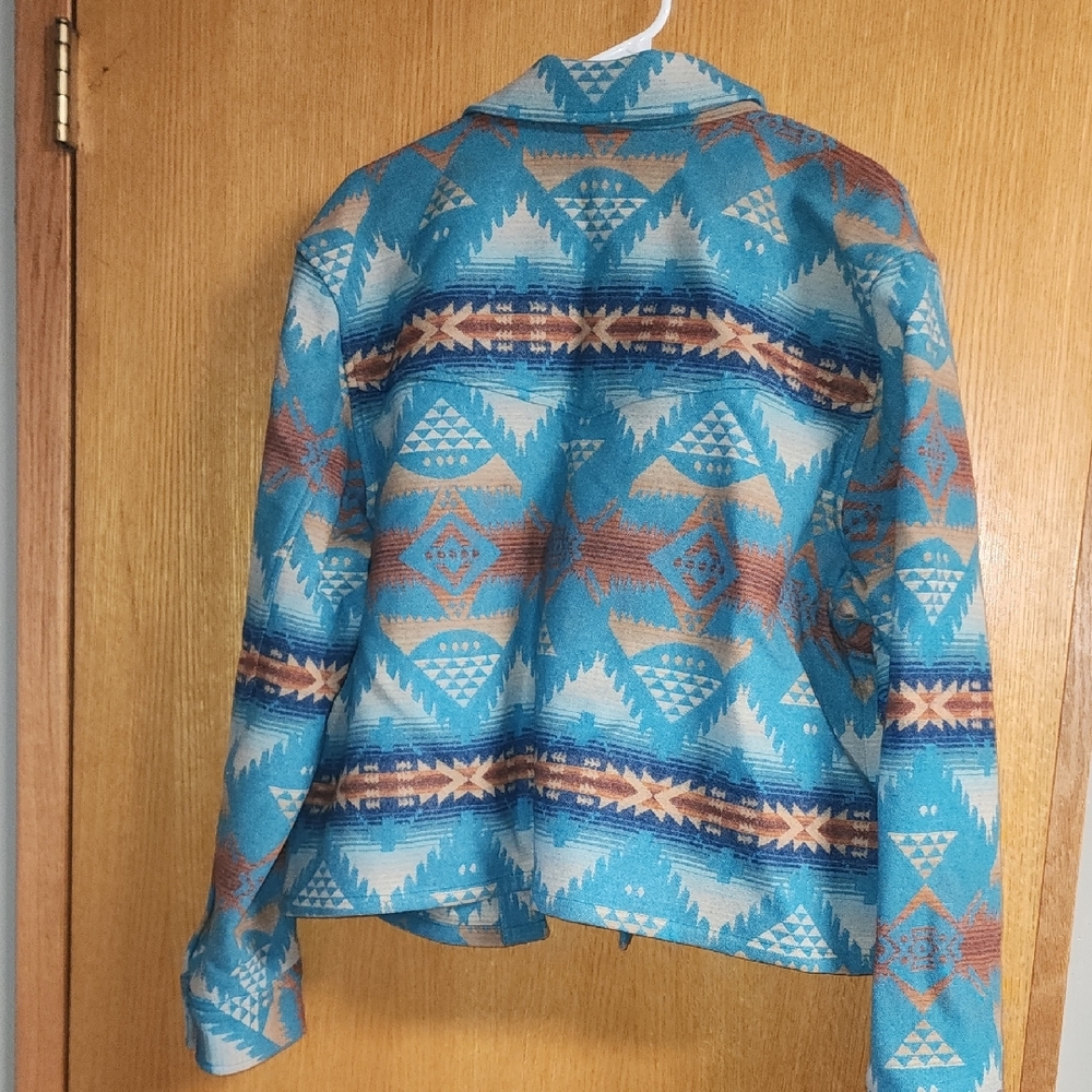 Pendleton Turquoise & Rust Geometric Wool Jacket - Picture 4 of 6